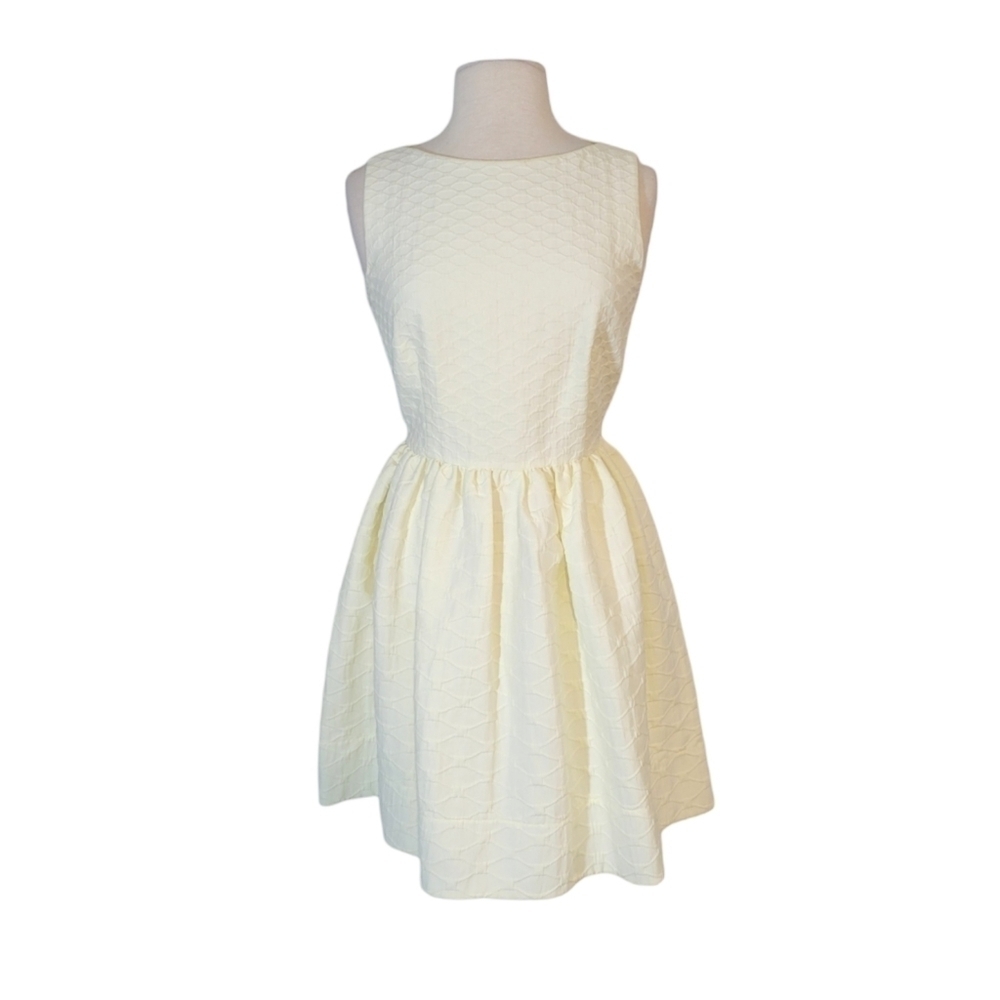 RED Valentino Ivory White Fit & Flare Textured Mini Dress